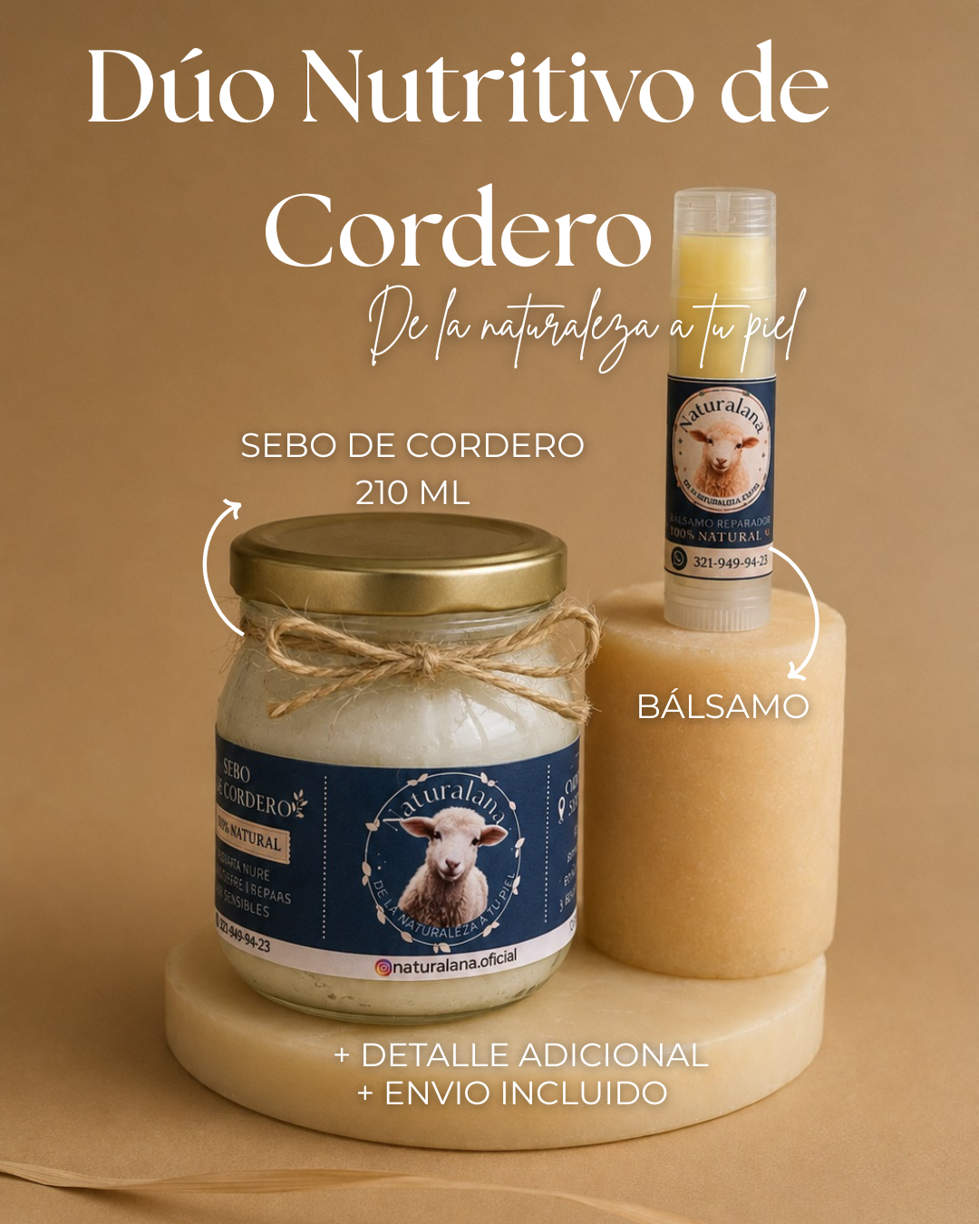 Duo Nutritivo sebo de Cordero - 210ml + Bálsamo Reparador/ Naturalana
