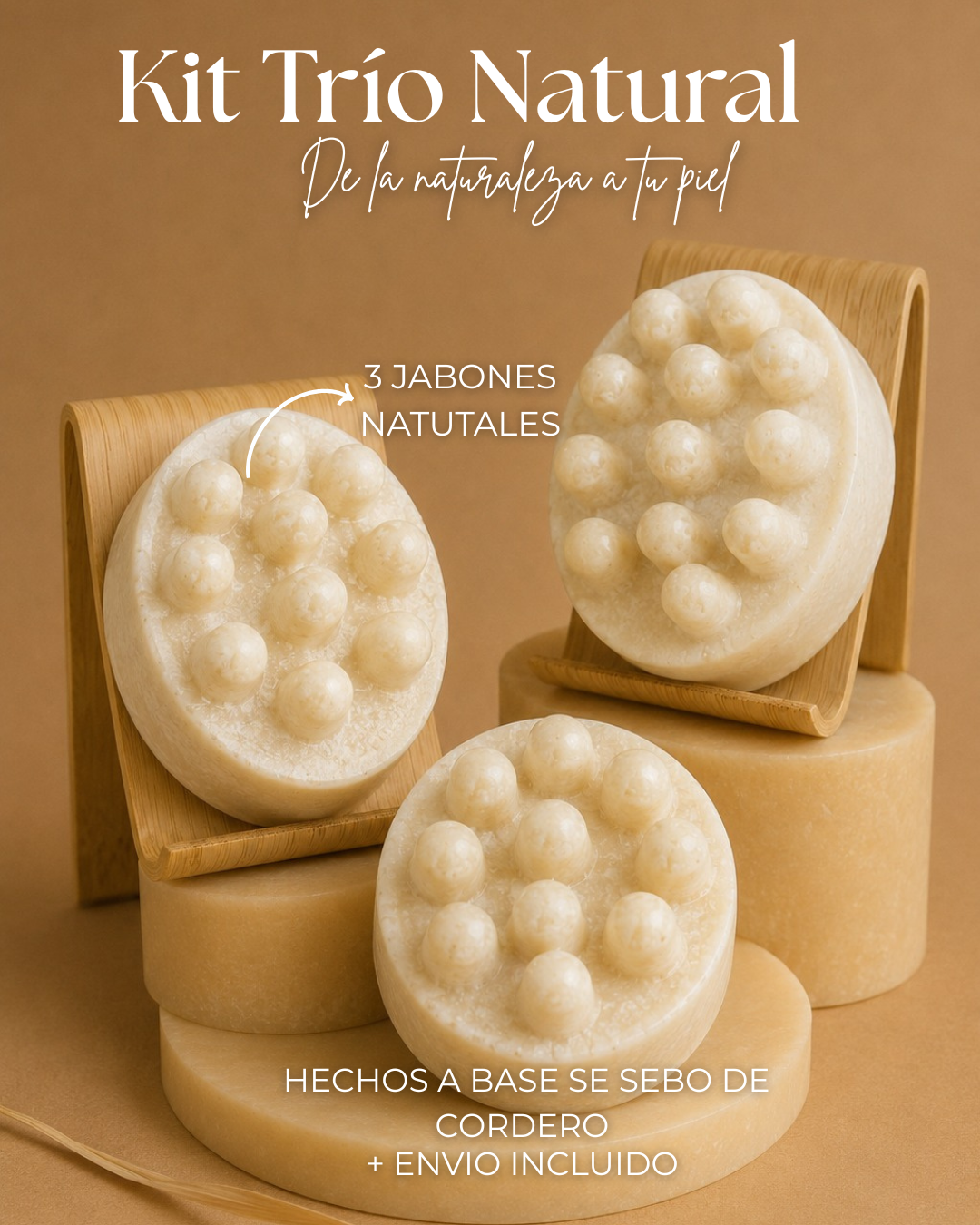 Kit Trío Natural – 3 Jabones Artesanales a base de Sebo de Cordero | Naturalana