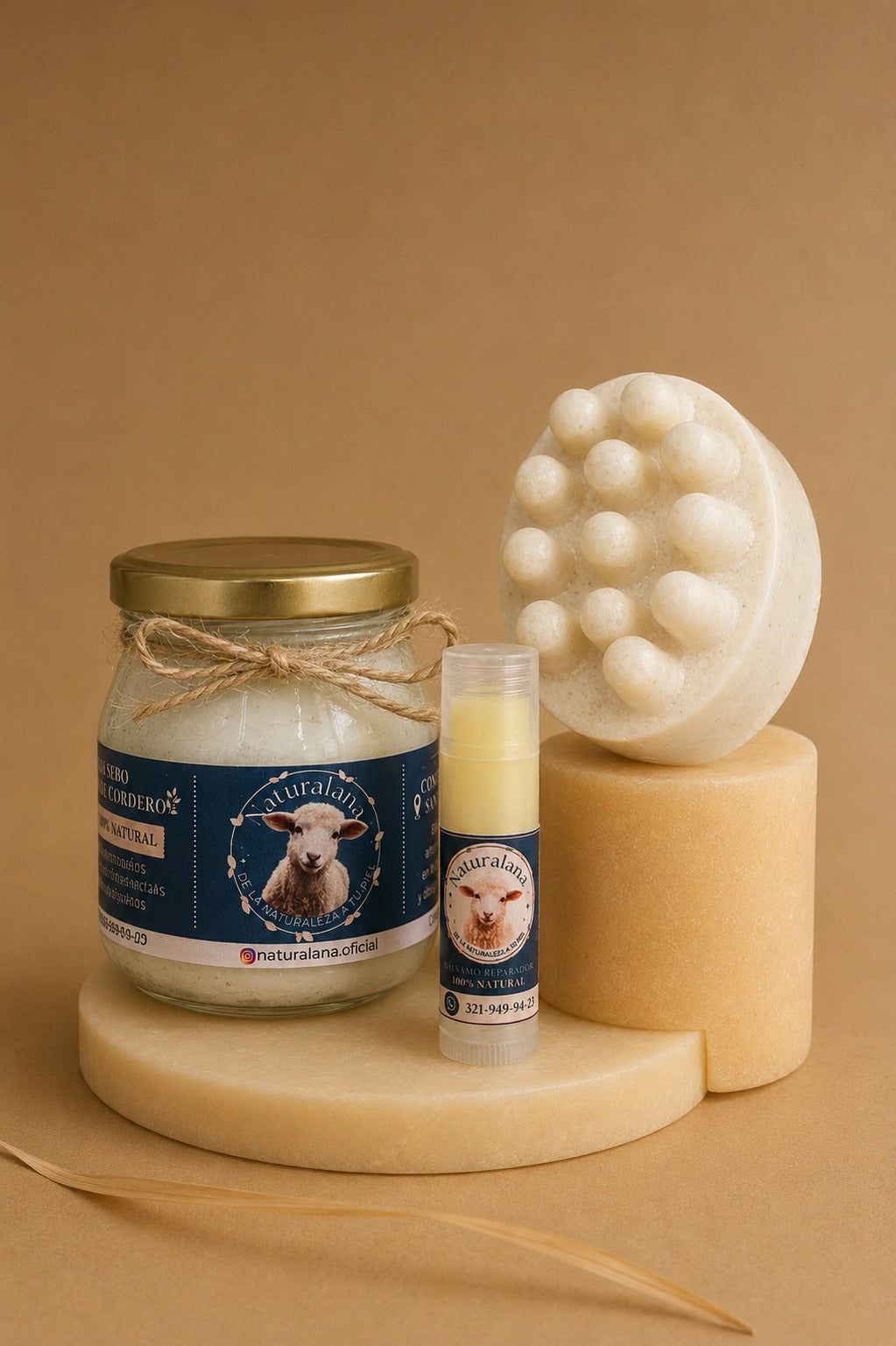 Kit Ritual Natural – Sebo de Cordero 210ml, Bálsamo Reparador y Jabón Artesanal Naturalana